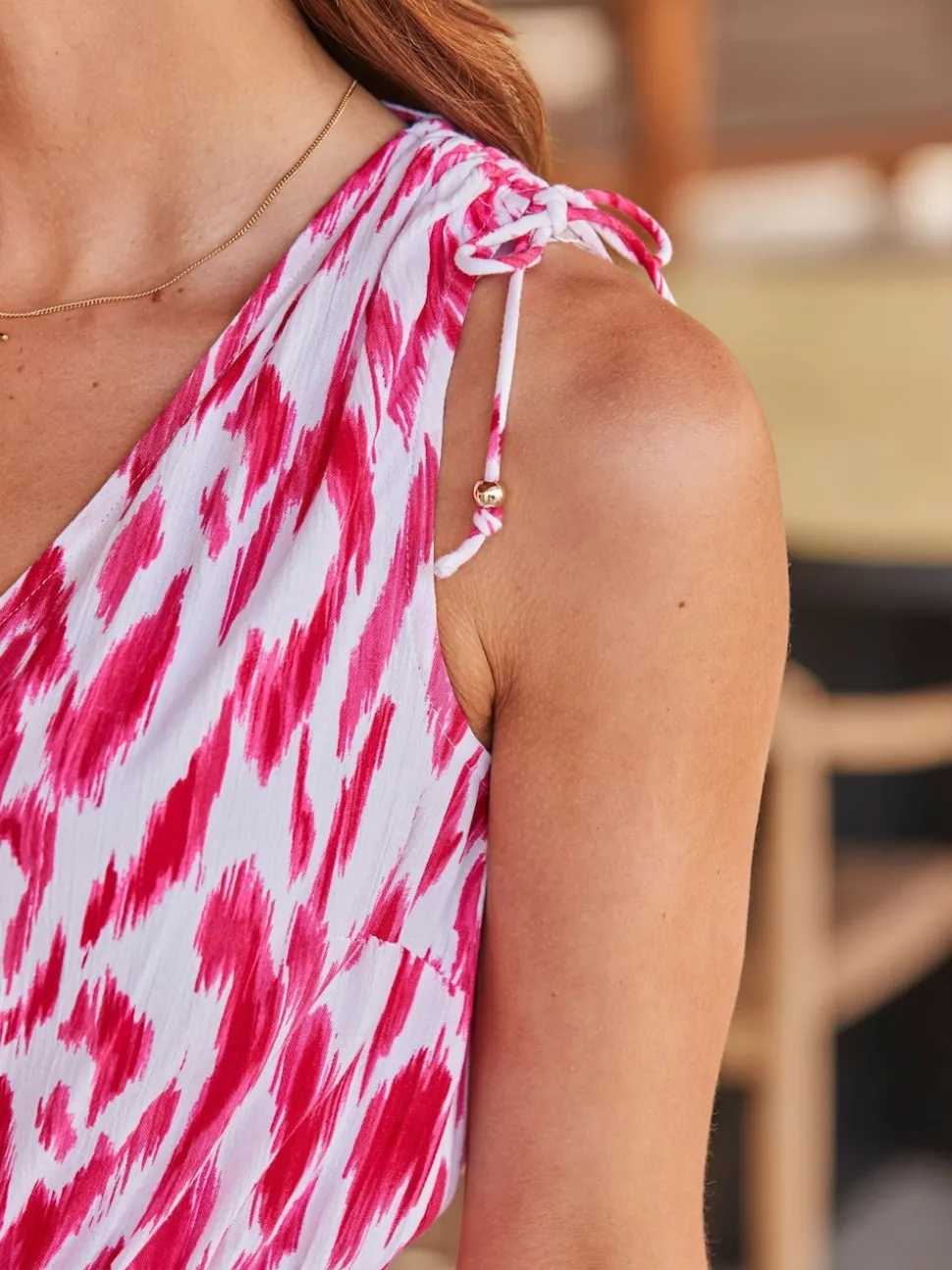 Sosandar Pink Paradise Print Tie Waist Crinkle Jumpsuit
