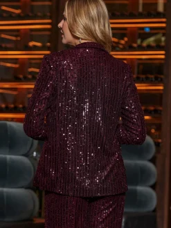 Sosandar Red Sequin Relaxed Fit Blazer