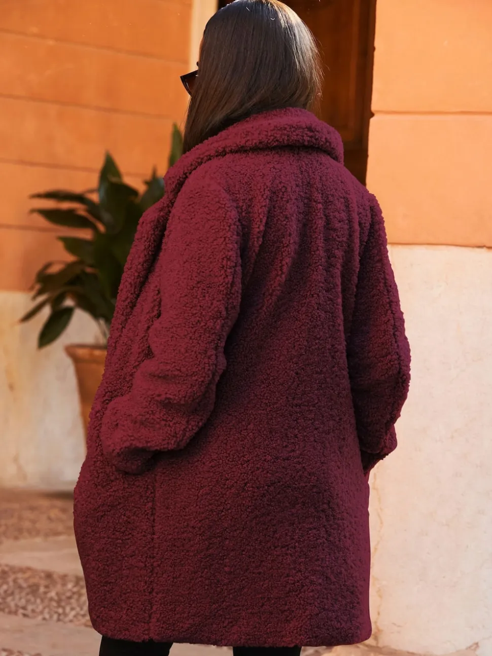 Sosandar Red Super Cosy Borg Coat