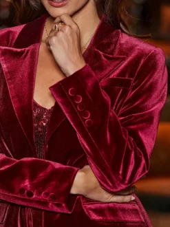 Sosandar Red Velvet Tailored Blazer