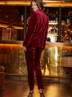 Sosandar Red Velvet Tailored Blazer