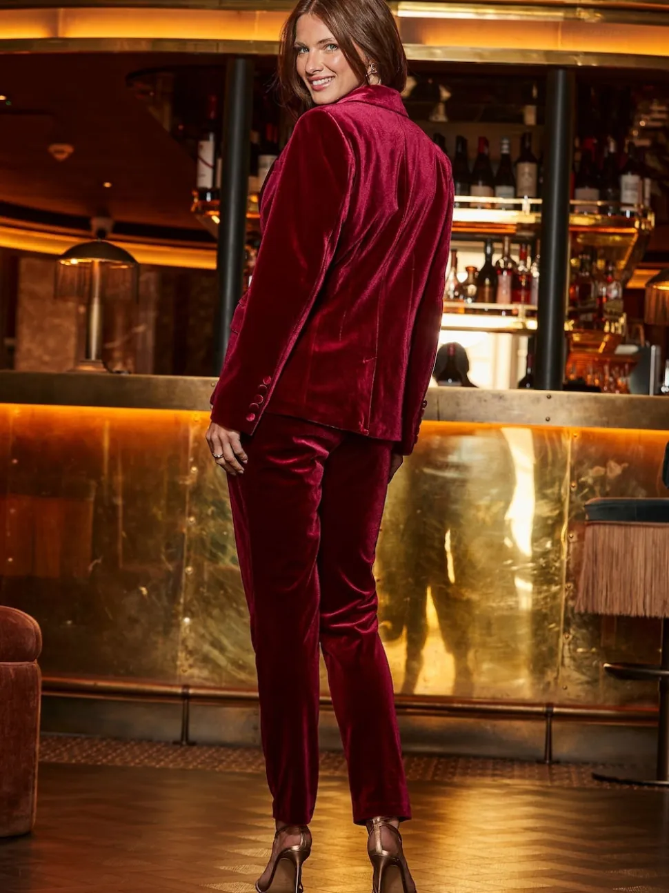 Sosandar Red Velvet Tailored Blazer