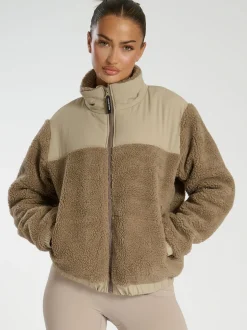 South Beach Brown Borg Zip-Up Padded Jacket
