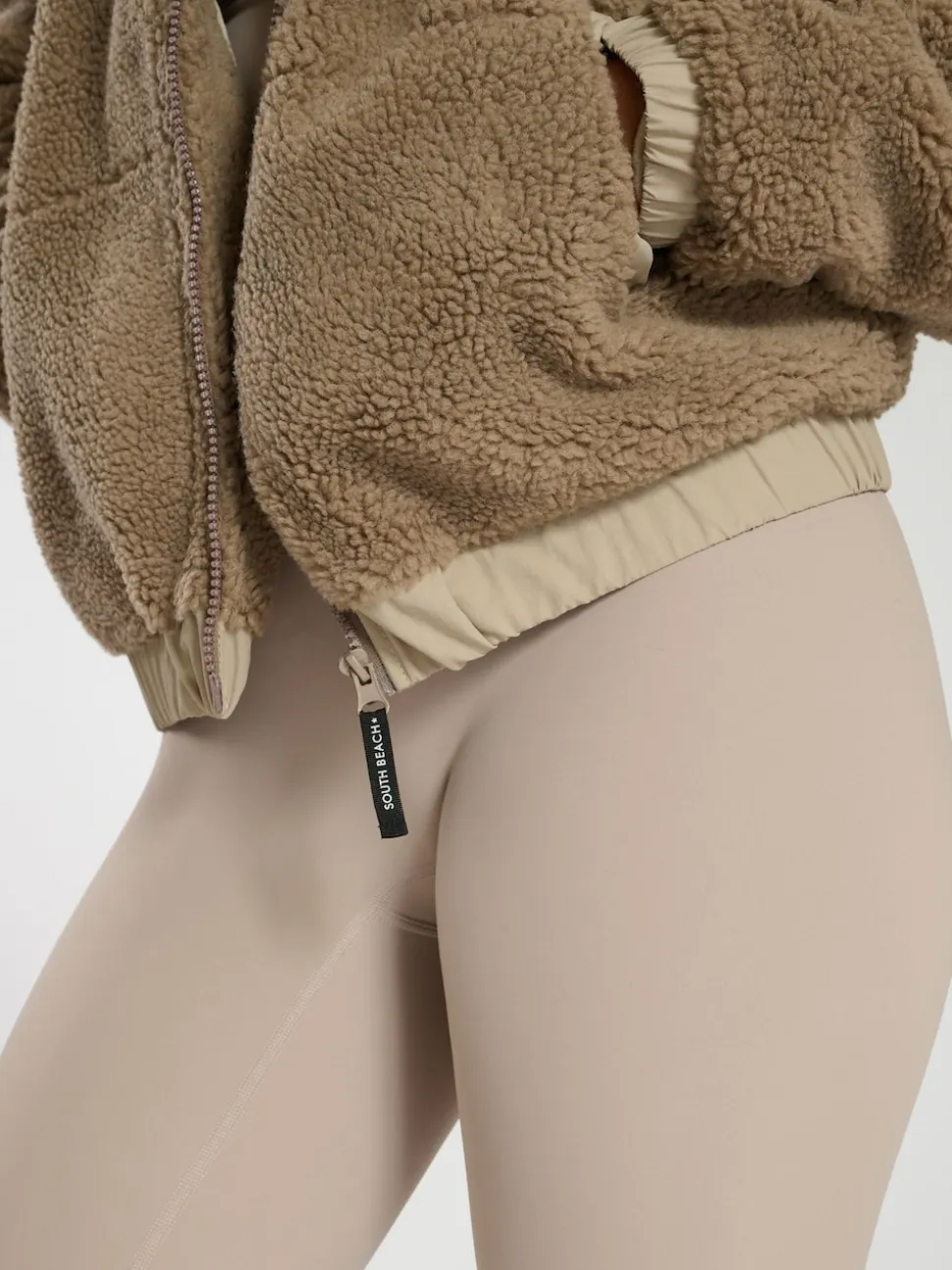 South Beach Brown Borg Zip-Up Padded Jacket