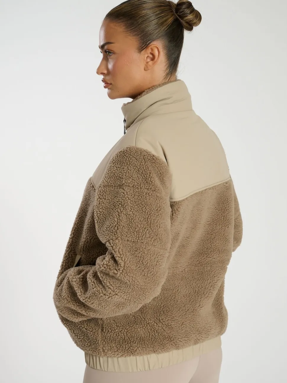 South Beach Brown Borg Zip-Up Padded Jacket