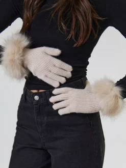 South Beach Brown Faux Fur Hat And Glove Set