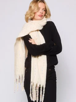 South Beach Cream Woven Thread Detail Scarf