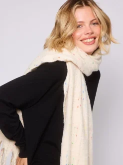 South Beach Cream Woven Thread Detail Scarf
