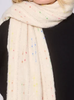 South Beach Cream Woven Thread Detail Scarf