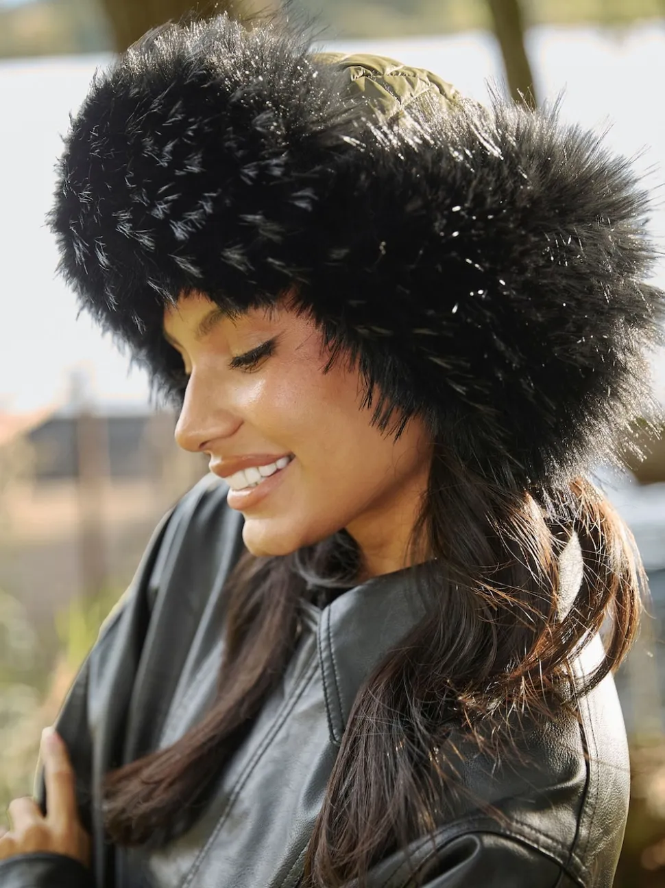 South Beach Green Faux Fur Ski Trapper Hat