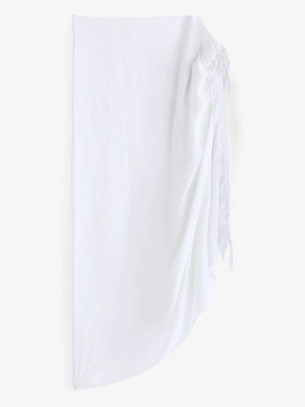 South Beach White Crinkle Viscose Fringed Sarong Cover-Up