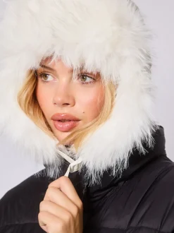 South Beach White Faux Fur Ski Trapper Hat
