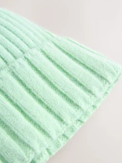 Spearmint Rib Knit Pom Hat