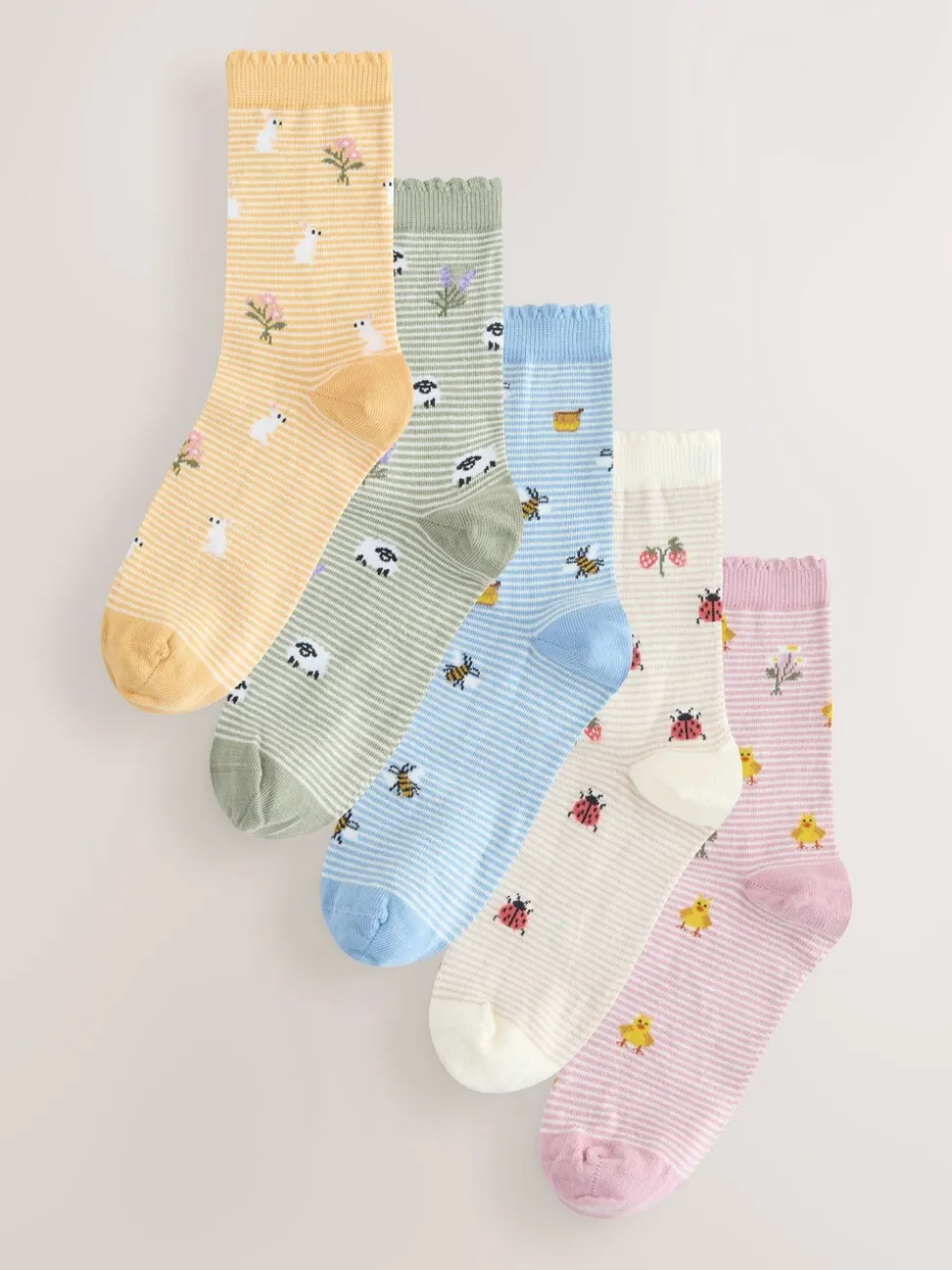 Spring Print Ankle Socks 5 Pack