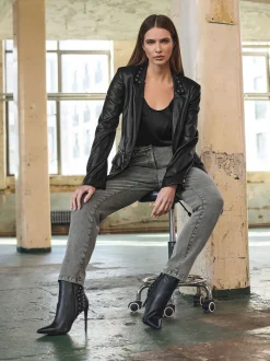 Star by Julien MacDonald Black PU Studded Collar Jacket
