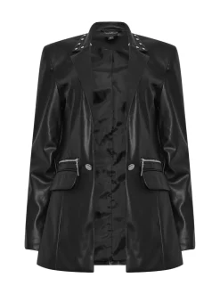 Star by Julien MacDonald Black PU Studded Collar Jacket