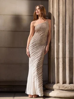 Star by Julien MacDonald Natural Maxi Sequin Dress