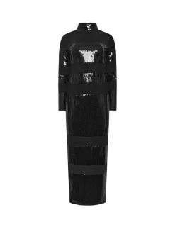 Star by Julien MacDonald Black Sequin Stripe Maxi Dress