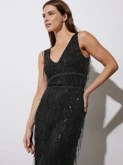 Star by Julien MacDonald Black Tassel Sequin Jumpsuit