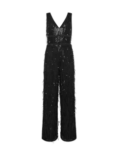 Star by Julien MacDonald Black Tassel Sequin Jumpsuit