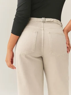 Stone Boyfriend Hourglass Wide Leg Mid Rise Turn Up Jeans