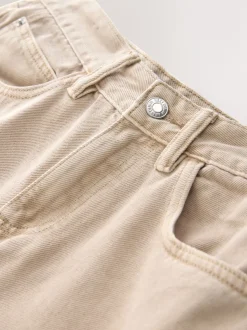 Stone Boyfriend Wide Leg Mid Rise Turn Up Jeans