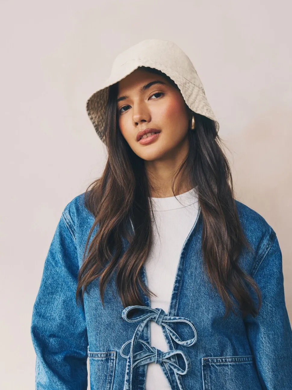 Stone Linen Blend Bucket Hat