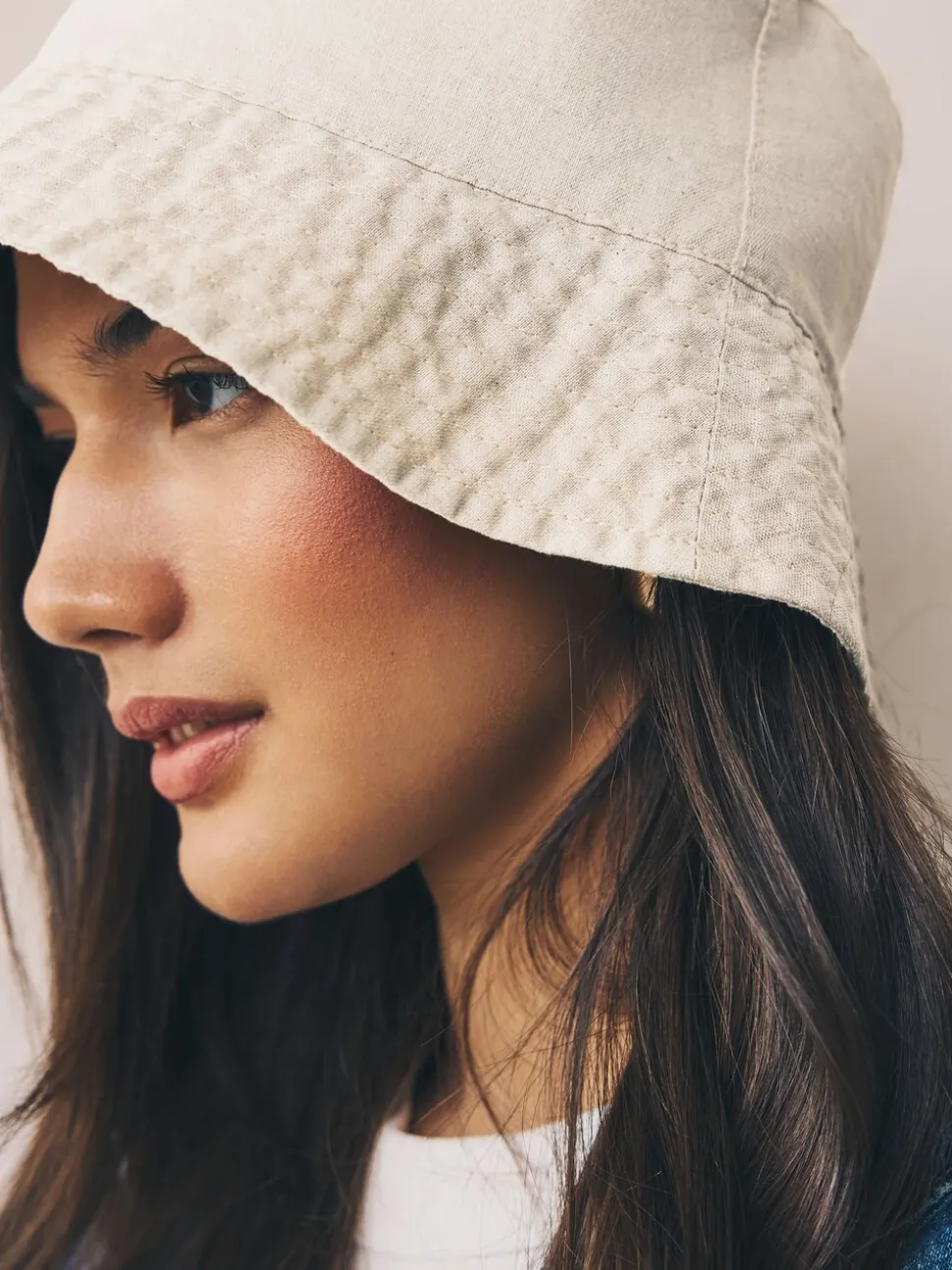 Stone Linen Blend Bucket Hat