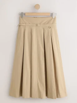 Stone Pleated Midi Skirt