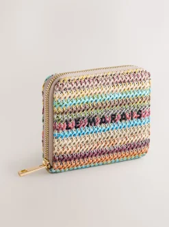 Stripe Raffia Effect Purse
