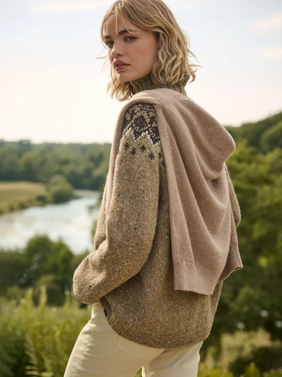 Superdry Brown Fairisle Pattern High Neck Jumper