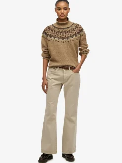 Superdry Brown Fairisle Pattern High Neck Jumper
