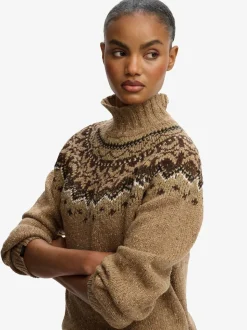 Superdry Brown Fairisle Pattern High Neck Jumper
