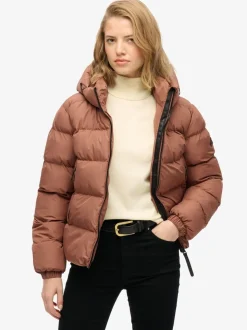 Superdry Brown Hooded Sports Puffer Jacket