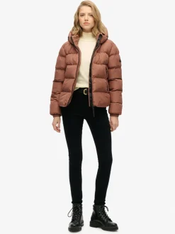 Superdry Brown Hooded Sports Puffer Jacket