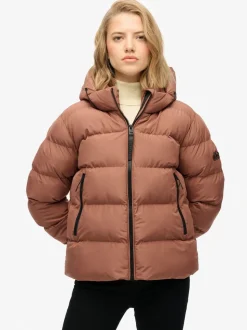 Superdry Brown Hooded Sports Puffer Jacket