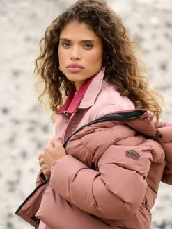 Superdry Brown Hooded Sports Puffer Jacket