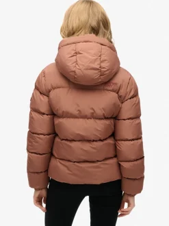 Superdry Brown Hooded Sports Puffer Jacket