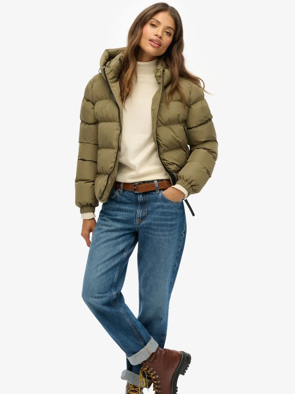 Superdry Green Hooded Sports Puffer Jacket