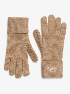 Superdry Toasted Coconut Brown Soft Rib Knit Gloves
