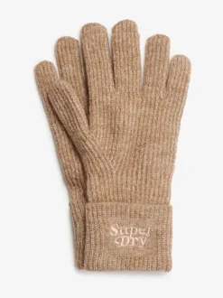 Superdry Toasted Coconut Brown Soft Rib Knit Gloves