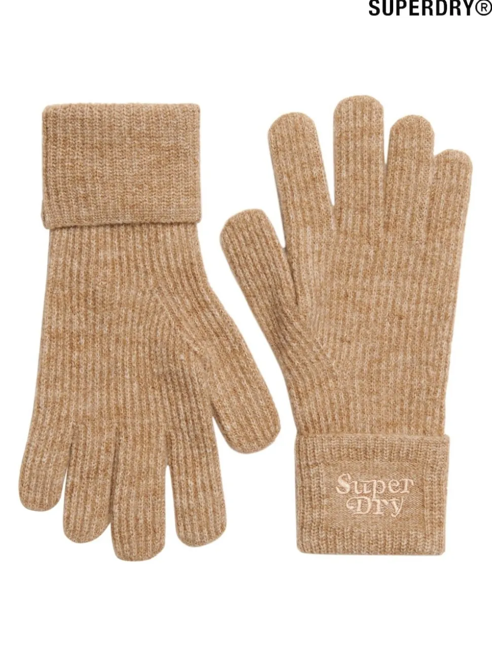 Superdry Toasted Coconut Brown Soft Rib Knit Gloves