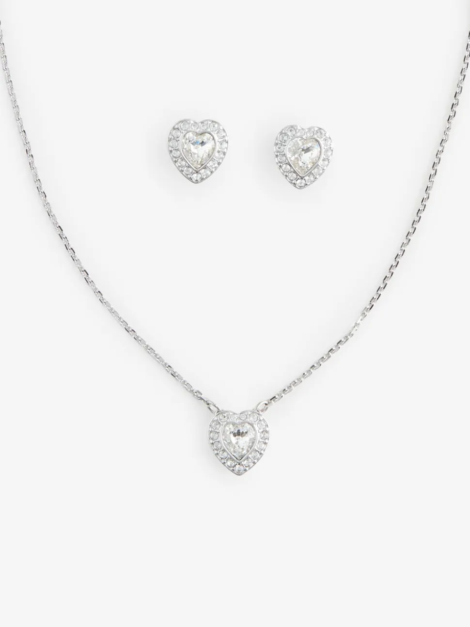 Swarovski White Ariana Grande Mixed Cuts Heart Rhodium Plated Jewellery Set