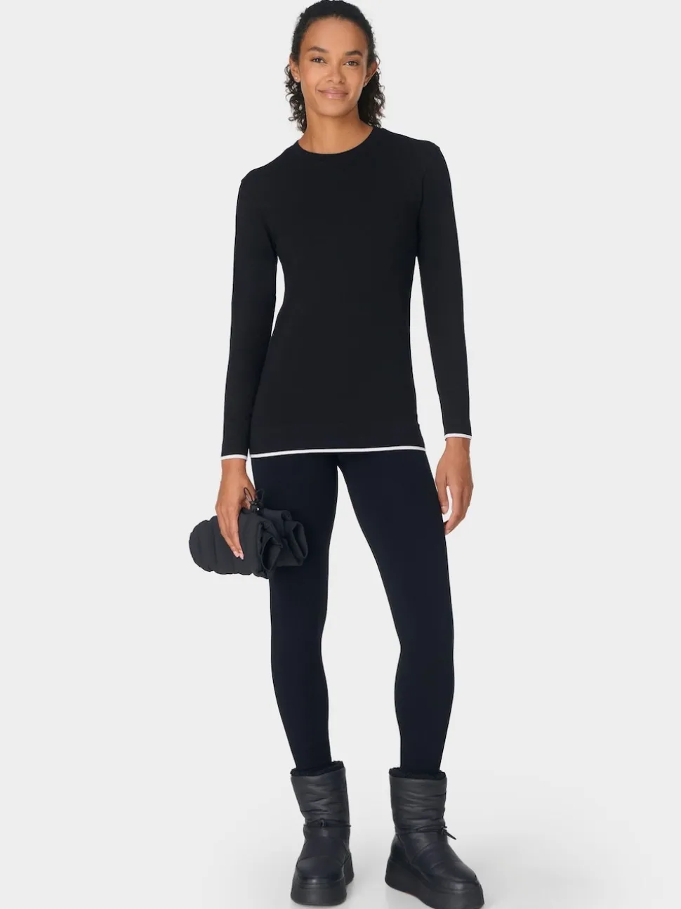 Sweaty Betty Black Modal Crew Neck Base Layer Top