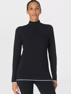 Sweaty Betty Black Modal High Neck Base Layer Top