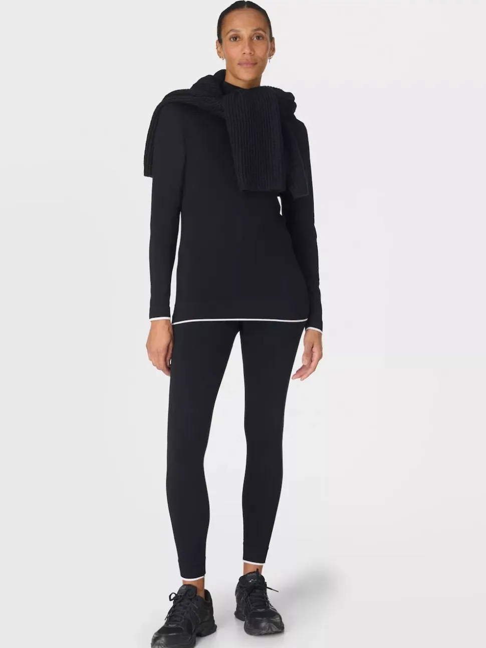 Sweaty Betty Black Modal High Neck Base Layer Top
