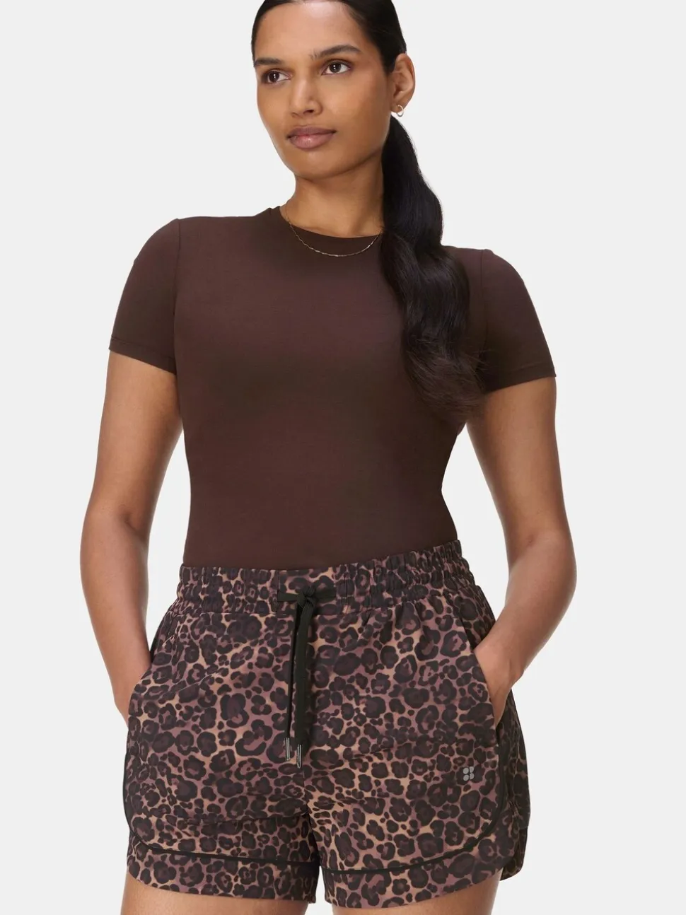 Sweaty Betty Brown Explorer Track Piped Short