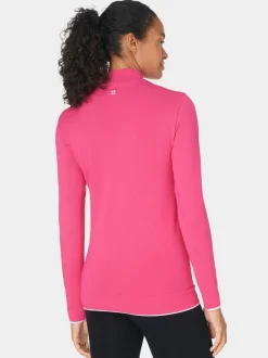 Sweaty Betty Pink Modal High Neck Base Layer Top