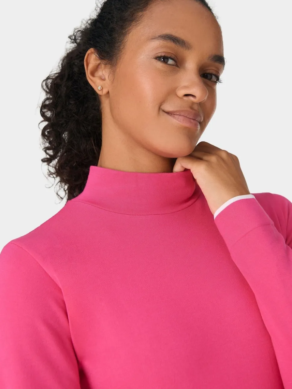 Sweaty Betty Pink Modal High Neck Base Layer Top