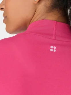 Sweaty Betty Pink Modal High Neck Base Layer Top